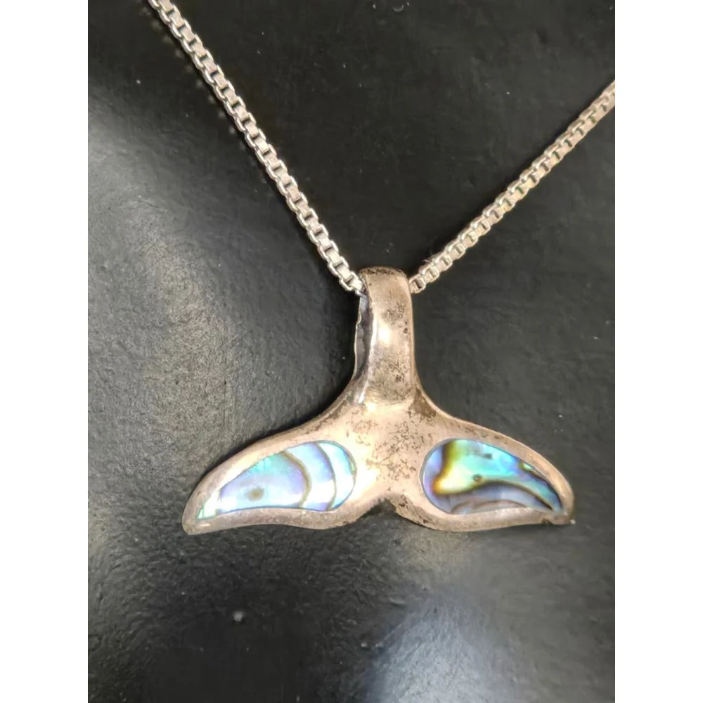 Vintage 925 sterling mermaid or wale tail abalone